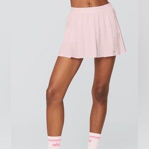 ALO LIGHT PINK SUGAR VARSITY TENNIS Pleated Mini Skirt